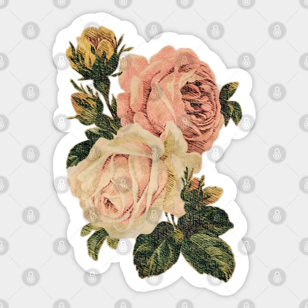 Vintage Roses Floral Flowers Cottagecore Sticker by uncommontee